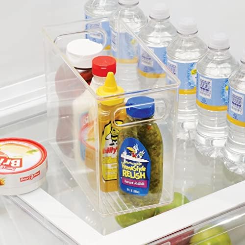 mDesign Plastic Modern Kitchen, Pantry Food Storage Container Bin w/ Handles - Cabinet, Fridge/Freezer, Countertop Organ