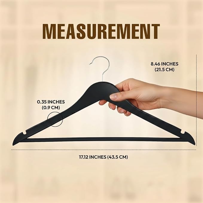 Utopia Home Premium Wooden Hangers 90 Pack - Durable & Slim Coat Hanger - Suit Hanger with 360-Degree Rotatable Hook - Wood Hangers with Shoulder Grooves (Black Color)