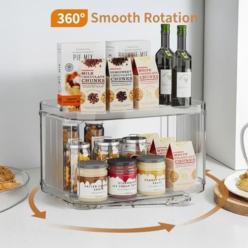 2-Tier Lazy Susan Turntable Organizer for Cabinet/Countertop/Pantry/Bathroom/Coffee Bar, 12.8''Lazy Susan 360°Rotating S