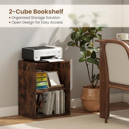 Tangkula 2-Cube Bookcase, Floor Standing Open Bookshelf, 5-Position Adjustable Shelf, Modern Display Shelf, Anti-Topplin