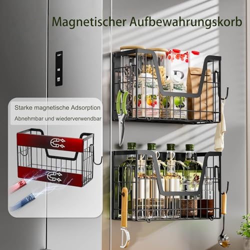 Magnetic Shelf for Fridge,Magnetic Shelves for the Side of the Refrigerator,Magnetic Fruit Basket for Fridge,Spice Rack 