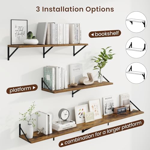 Axeman Deep Floating Shelves, 36'' x 10'' Brown Wall Shelves Set of 2