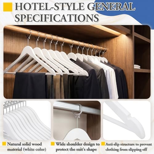 12 Pack Hotel Suit Hangers 17.5" Anti-Theft Security Hangers, White