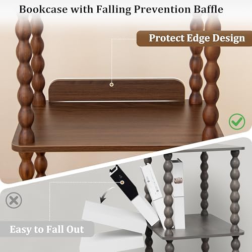 Fultyle Small Book Shelf, 4-Tier Wood Bookshelf with Storage, Short Bookcase Display Shelves for Small Spaces, Bedroom, 