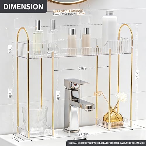YCIA&DONE Bathroom Countertop Organizer Over the Faucet, Narrow Counter Organizers Above Sink, Table Mounted Shelf for K