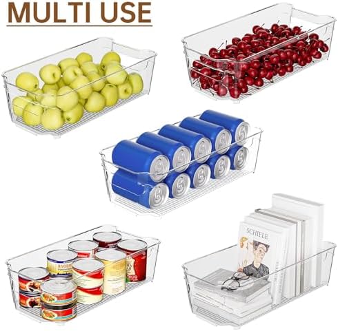 incostar Clear Fridge Organizer, Refrigerator Organizer Bins with Handle, Freezer, Kitchen Cabinet, Pantry Organization,