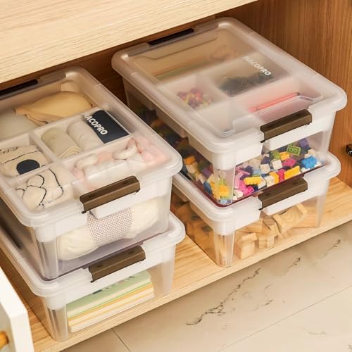 17QT Clear Plastic Craft Storage Box with Removable Tray & Lid - 2 packs