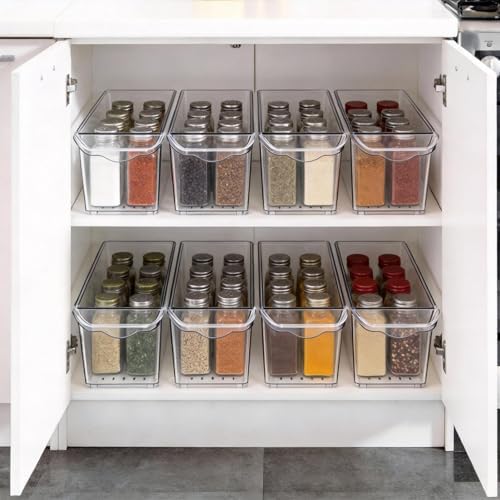 8 Pack Fridge Storage Bins, BPA Free Clear Refrigerator Organizers and Storage Containers, Clear Pantry Organization & C