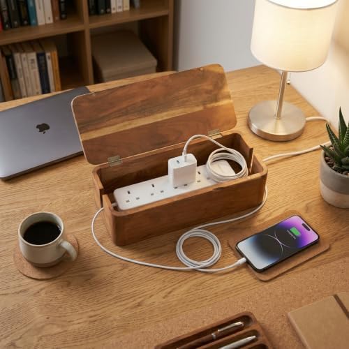 Cable Management Box – Power Strip Organizer – Desk Cord Organizer to Hide Wires & Chargers – Cable Storage Box for Home