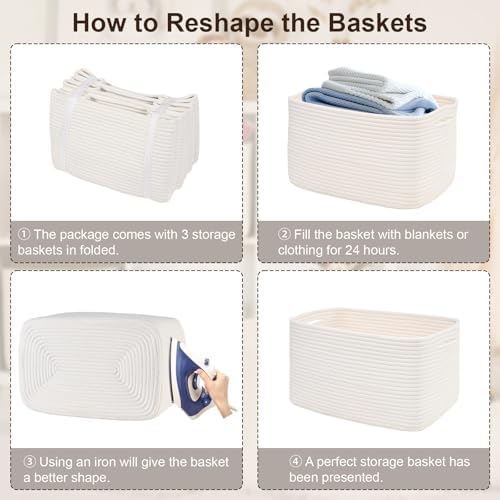 Baskets for Organizing,Storage Baskets,3 Pack Baskets for Shelfves,15"×10"×9" Woven Basket,toy storage bins,bins for organization
