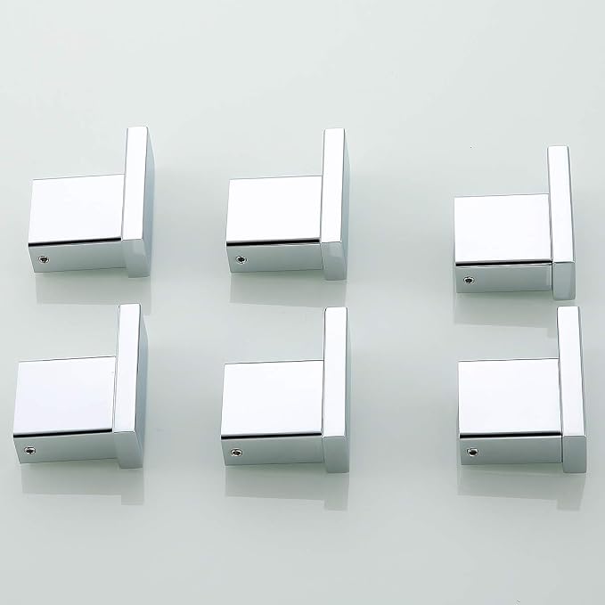 RANDOM Towel Hooks Bathroom Hardware Accessories Coat Hook 304 Stainless Steel Clothes Hook for Bath Kitchen Contemporary Hotel Style Wall Mounted 2 Pack. (Square, Chrome)