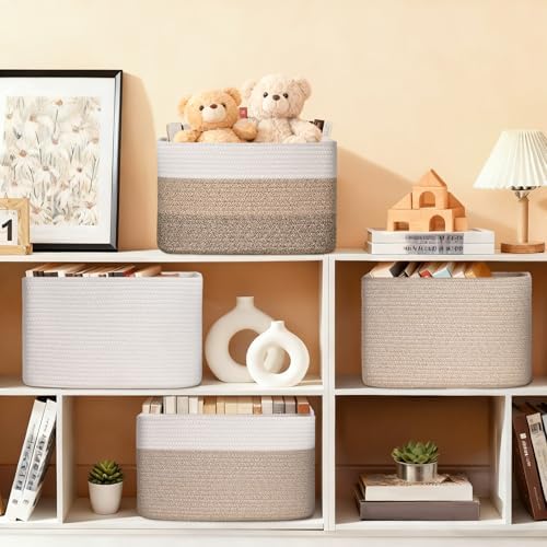Baskets for Organizing,Storage Baskets,3 Pack Baskets for Shelfves,15"×10"×9" Woven Basket,toy storage bins,bins for organization