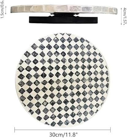 12-Inch Mother of Pearl Lazy Susan for Table Top, Black & White