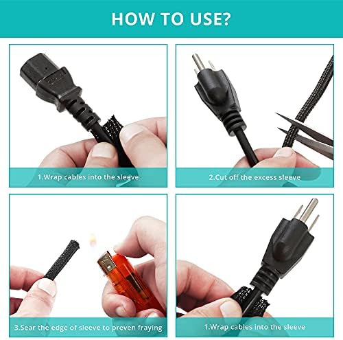 ZhiYo Cable Sleeve, 20ft, 1/4 inch, Black