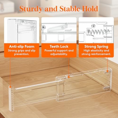 Lifewit 4" High Upgrade Drawer Divider, Adjustable Drawer Organizer Clothes