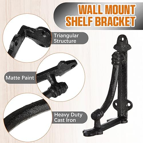 Gisafai 10 Pcs Decorative Shelf Brackets 5.5 Inch Cast Iron Shelf Brackets