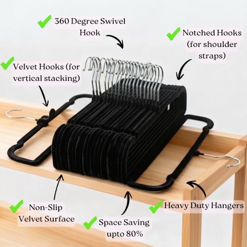 ZAKUTO Velvet Pants Hangers 50 Pack – Non-Slip Space Saving with 20 Hooks