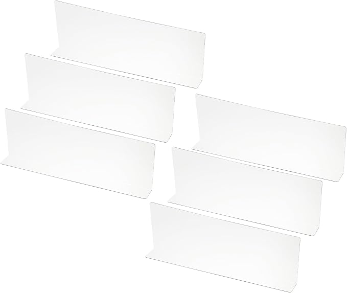 PATIKIL 6 Pack Shelf Dividers for Closet Organization, 13.8x1.57x4.7 Acrylic Closets Separator Kitchen Cabinet Shelves Under Bed Blocker for Bedroom Kitchen Office, Clear
