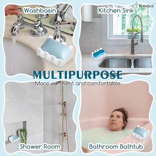 Self Draining Silicone Soap Dish Holder Waterfall Tray, 1 Pack White