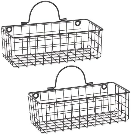 DII Farmhouse Vintage Décor, Wire Wall Basket, Small, Black, 2 Piece
