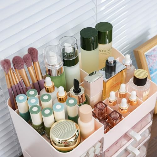 SuoXing Makeup Organizer for Vanity,Large 6 Drawers Make up Organizers for Counter,Plastic Cosmetic Storage Organizer fo