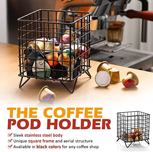 Zubebe 4 Pcs Coffee Pod Holder Large Capacity Coffee Pod Basket Wire Organizer Capsule Cages Metal Storage Capsule Baske