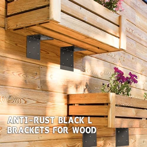 4 PCS Heavy Duty Steel Corner Brackets, 8"x8"x6" 90 Degree L Right Angle Bracket, DIY L Shelf Brackets, Metal Joint Timb