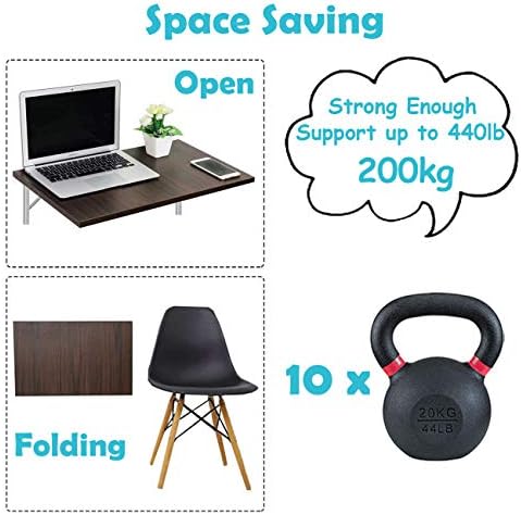 CLT 20" White Folding Shelf Brackets Max. Load 440 lb, Heavy Duty DIY Wall Mounted Shelf Bracket Space Saving for Table 