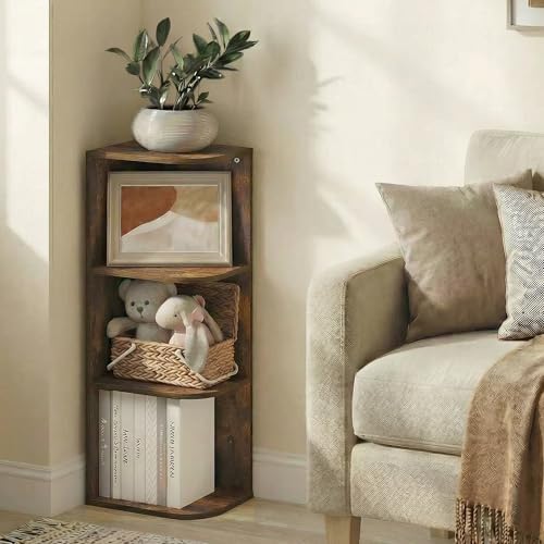 Furinno PASIR Book Shelf, 3-Tier Corner Bookshelf with Open Shelf, Standing Bookcase, 9.3 x 12 x 31.5, for Organization 