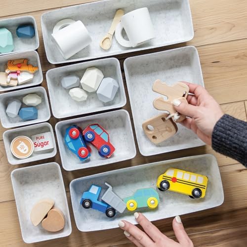 Three by Three Seattle Felt·Like·It! Felt Bins for Office, Crafts, Classroom, Living Room, Bedroom (Cream/Charcoal, 10)
