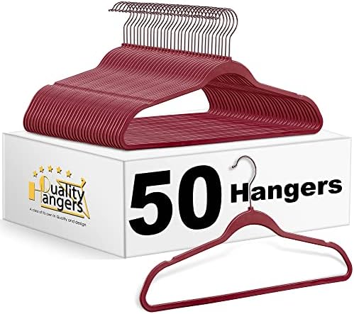 Quality Hangers Multi Pack Slim Plastic Hangers for Clothes - Sturdy Non-Velvet Pink Hangers with 360° Swivel Chrome Hook & Notches - Versatile for Coats Shirts Dresses (50, Raspberry, 17.7" inch)