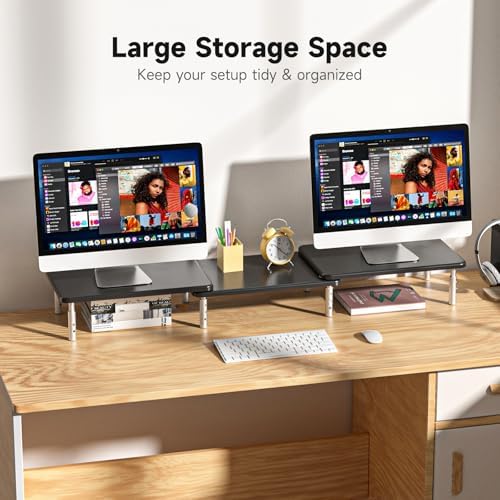 suptek Dual Monitor Laptop Stand Riser with Adjustable Length and Angle,Office Desktop Organizer Computer Stand for 2 Mo