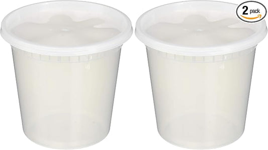 EDI [24 OZ, 25 Sets Plastic Deli Food Storage Containers with Airtight Lids | Microwave-, Freezer-, Dishwasher-Safe | BPA Free | Heavy-Duty | Meal Prep | Leakproof | Recyclable (Pack of 2)