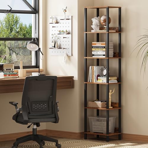 6 Tier Bookshelf with Anti-Fall Baffle, Tall 64.79" Bookcase with DIY Shelves, Industrial Book Shelf Storage Organizer, 