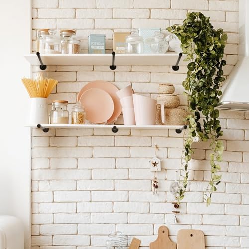 6 Pack Pipe Shelf Brackets 12 Inch, Industrial Iron Pipe Floating Shelves Bracket Heavy Duty Metal Shelving Brackets for