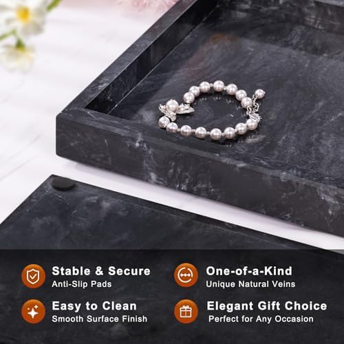 Marble Bathroom Tray for Countertop & Home Decor, Natural Decorative Marble Tray for Jewelry & Perfume Organizer, Luxury