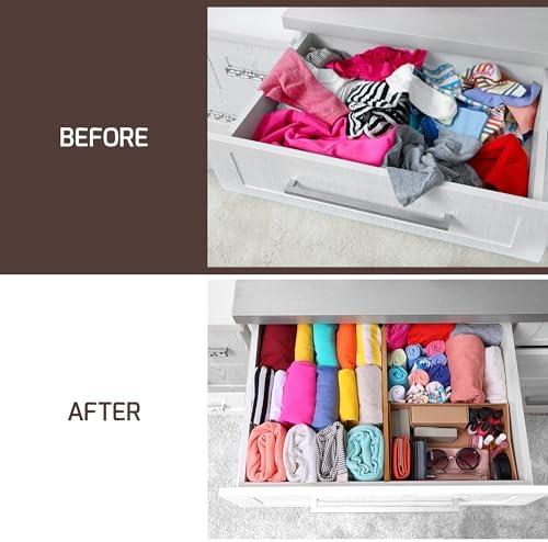 6-Pack Drawer Dividers 6-Inch High Dresser Drawer Organizer 11.5 to 17 Inch