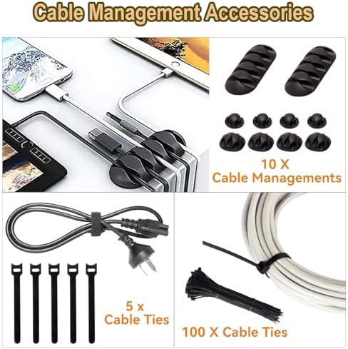 128PCS Cable Management Box 3Pack Cable Management Kit for Power Strip to Hide Wires,Cord Hider Boxes,Cord Box Safe ABS 