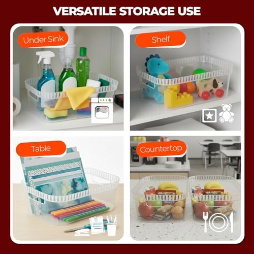 Tribello Modern Cabinet Organizers And Storage Pantry Shelf Organizer - Clear Plastic Storage Bins - Bulk 8-Pack (Medium