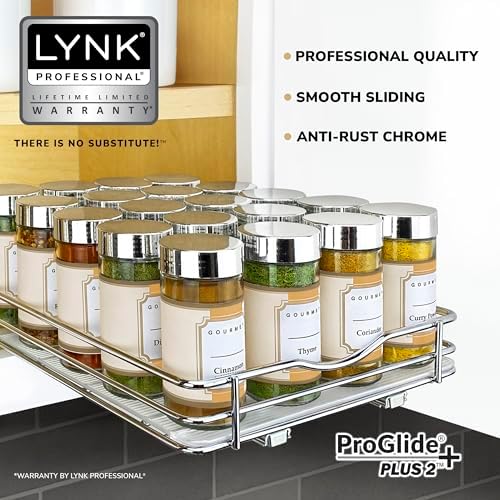 LYNK PROFESSIONAL® Pull Out Spice Organization for Cabinets - 8-3/8 inch Wide – Spice Rack for Inside Cabinets, Slide Ou