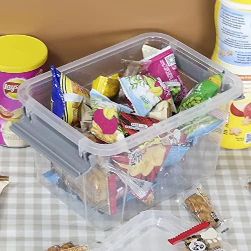 Pekky 3.5 Quart Clear Plastic Lided Storage Bins, Small Storage Box 6 Packs