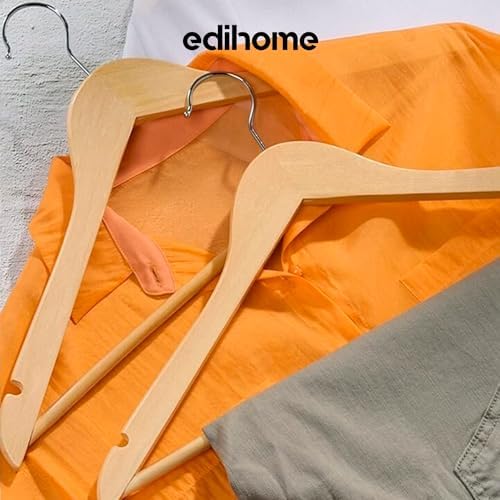 Wooden Clothes Hangers, Set of 50, Solid Wood Hangers, Non-Slip Trouser Hook, Notches in Shoulder Area, 360° Rotating Ho