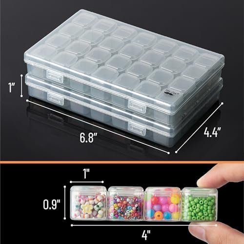 Mr. Pen- Bead Storage Containers, 28 Grids, 2 Pack, Grey
