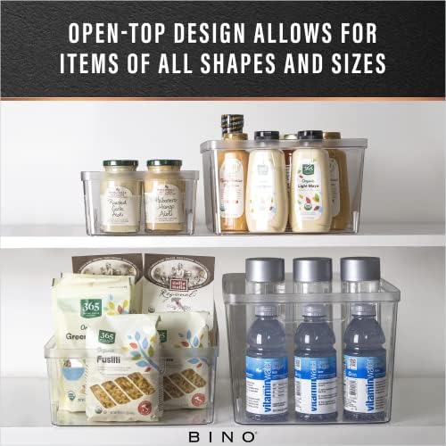 BINO Plastic Storage Containers, Small - 4 Pack THE LUCID COLLECTION, Multi-Use Organizer Bins Built-In Handles BPA-Free
