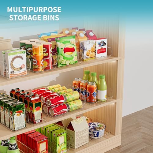 Ettori Set of 4 Clear Storage Bins for Fridge & Cabinet Organization, BPA-Free Plastic Food Organizers to Instantly Decl