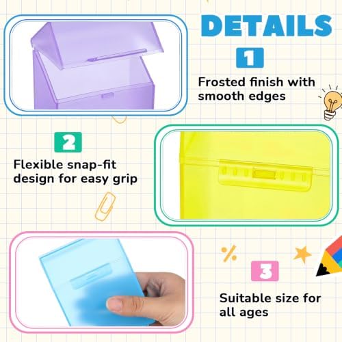 Clabby 4 Pcs Clear Plastic Crayon Boxes Hold 24 Count, Pastel