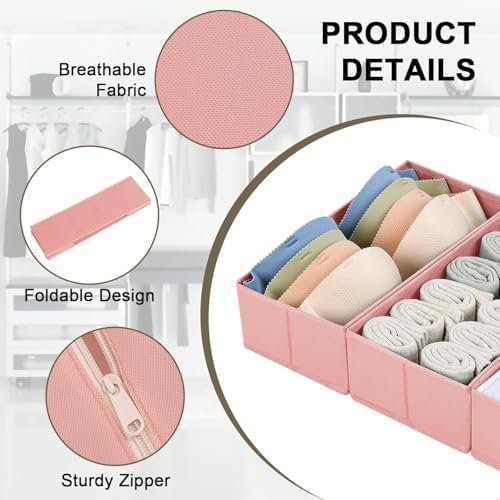 DIMJ Drawer Organizers - Set of 12 Fabric Closet Organizers and Storage, Drawer Dividers for Baby Clothes, Socks, Belt, 
