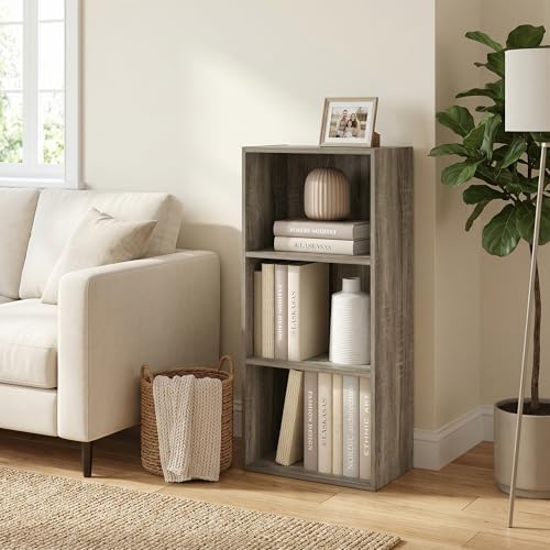 3-Tier Bookshelf, Cube Bookcase, Book Shelf, Cube Storage Organizer with Open Shelf, 9.3 x 16 x 31.4, for Home Office, L
