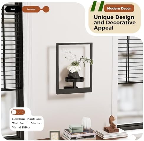 Bamworld Wall Plant Holder Plant Stand Indoor Wall Planters Black