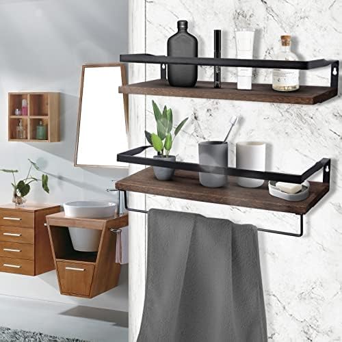 Uten Floating Shelves Set of 2, Wall Mounted with Towel Bar